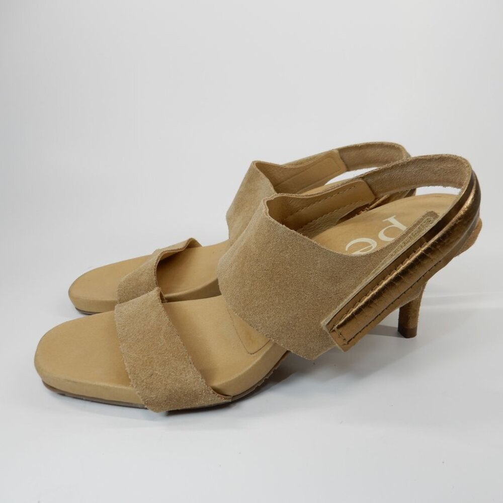 PEDRO GARCIA Celena Suede Slingback Sandals Size 37 7 Beige Heels NEW - Picture 2 of 12